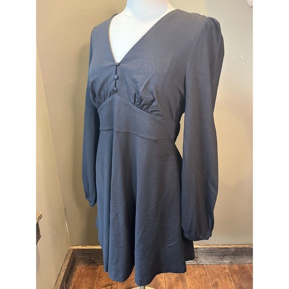 Boden Black V-Neck Jersey Tea Casual Dress NWT Sz 10 - Picture 2 of 11